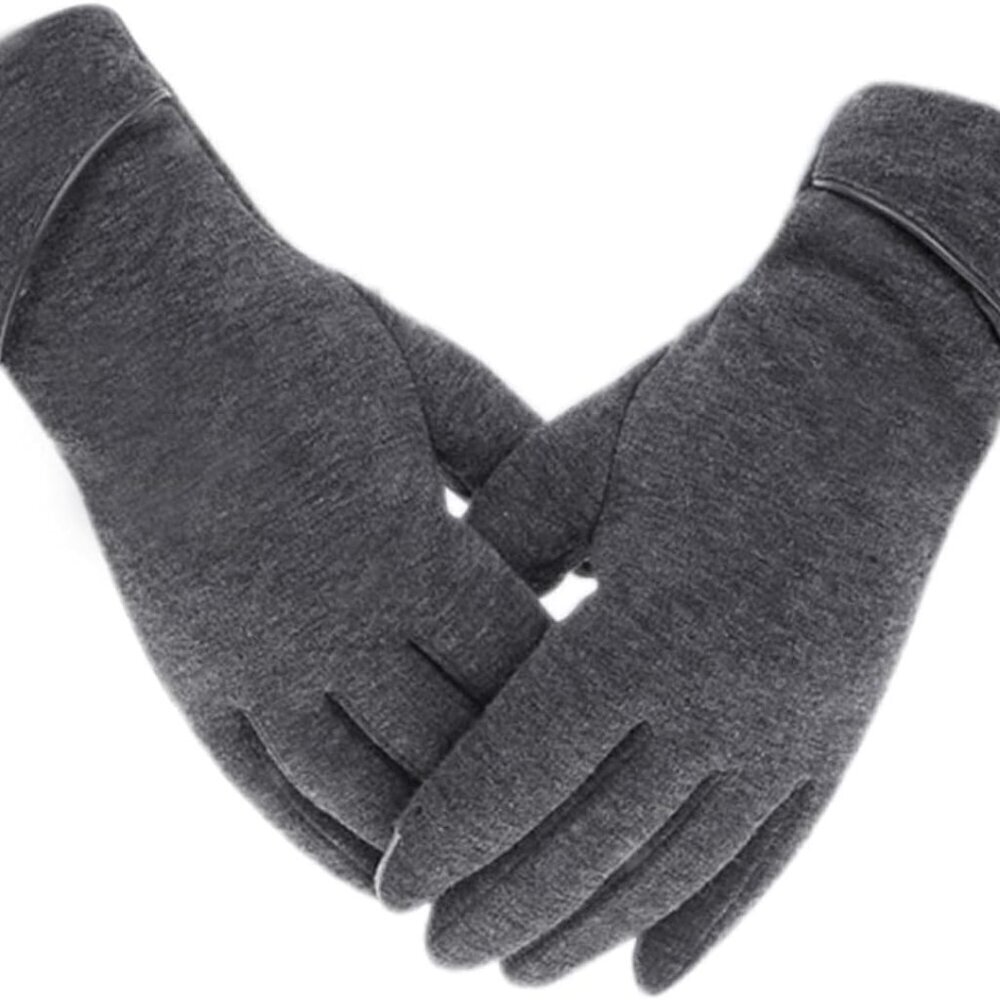 Womens Fleece Touch Screen Gloves Winter Warm Windproof Gray